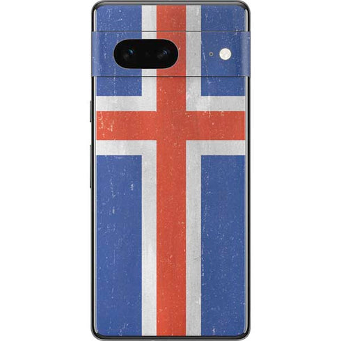 Iceland Flag Distressed Pixel Skins